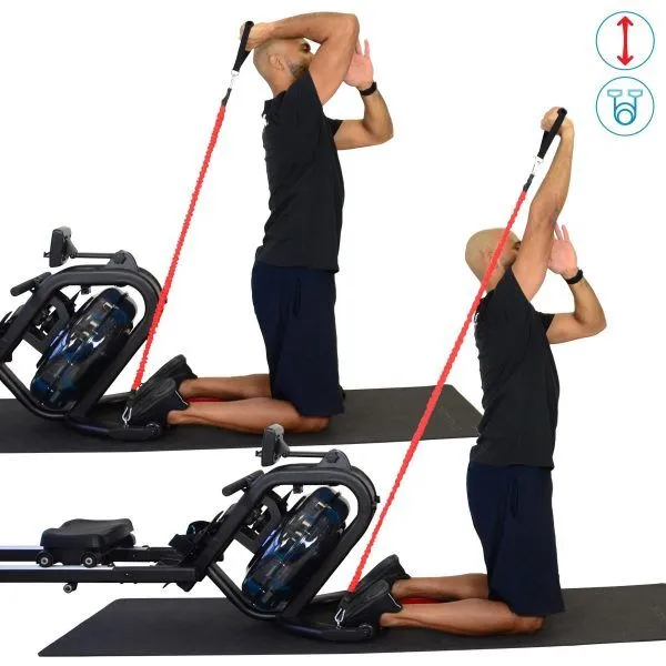 Richtige Ausführung der Übung Triceps Curl Single mit Widerstandsband und Rudergerät