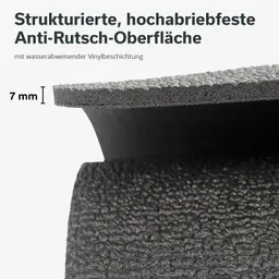 Detaillierte Ansicht einer strukturierten, rutschfesten Oberfläche mit einer Dicke von 7 mm und wasserabweisender Beschichtung.