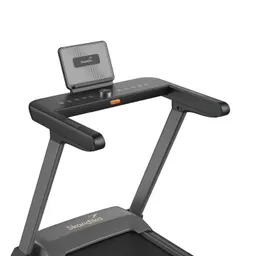 Laufband mit einem digitalen Display und Bedienfeld in Schwarz und Grau.