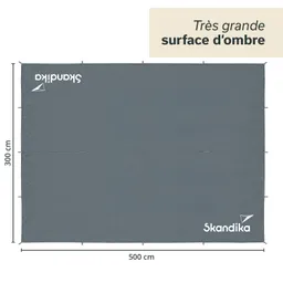 Graue Plane von Skandika mit den Maßen 500 cm x 300 cm, auf flachem Untergrund dargestellt.