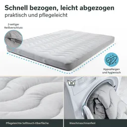 Matratze mit Wellenmuster in Grau. Versehen mit zwei seitlichen Reißverschlüssen. Pflegeleichte Oberfläche, waschmaschinenfest bei 30°.