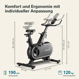 Ergonomisches Fahrrad mit verstellbaren Sitzen, Abmessungen und Benutzergewicht von 120 kg, Marke Skandika.