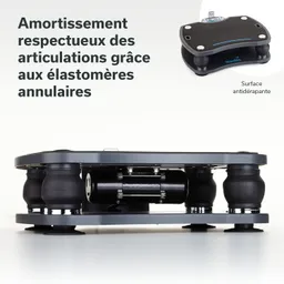 Vibrationsgerät mit elastischen Ringen und rutschfester Oberfläche, seitlich abgebildet auf weißem Hintergrund.