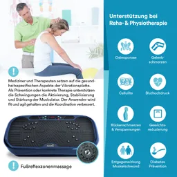 Vibrationsplatte zur Unterstützung bei Reha- und Physiotherapie, um Muskelaktivierung und Koordination zu fördern.