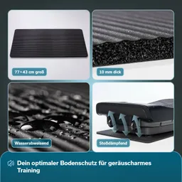 Schwarze Trainingsmatte mit Wellenmuster, 77 x 43 cm, 10 mm dick, wasserabweisend und stoßdämpfend.