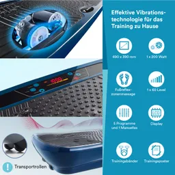 Vibrationsgeräte mit LCD-Display, 5 Programmen, Transportrollen und Trainingsbändern, Detailansicht eines Motors.