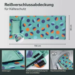 Bunte Reisverschlussabdeckung für Kälteschutz, 190 cm lang und 80 cm breit. Enthält Kissen und ist maschinenwaschbar.