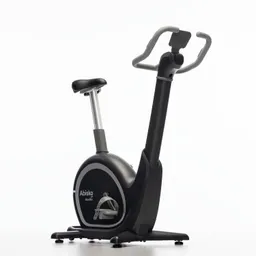 Ergometer in schlichter schwarzer Farbe mit einem komfortablen Sattel und höhenverstellbarem Lenker.