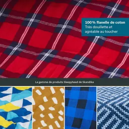 Verschiedene Muster von Stoffen in verschiedenen Farben: Rot mit Karomuster, geometrische Formen in Blau und Gelb, brauner Stoff mit weissen Flecken, blaues Karo und ein gemusterter blauer Stoff.
