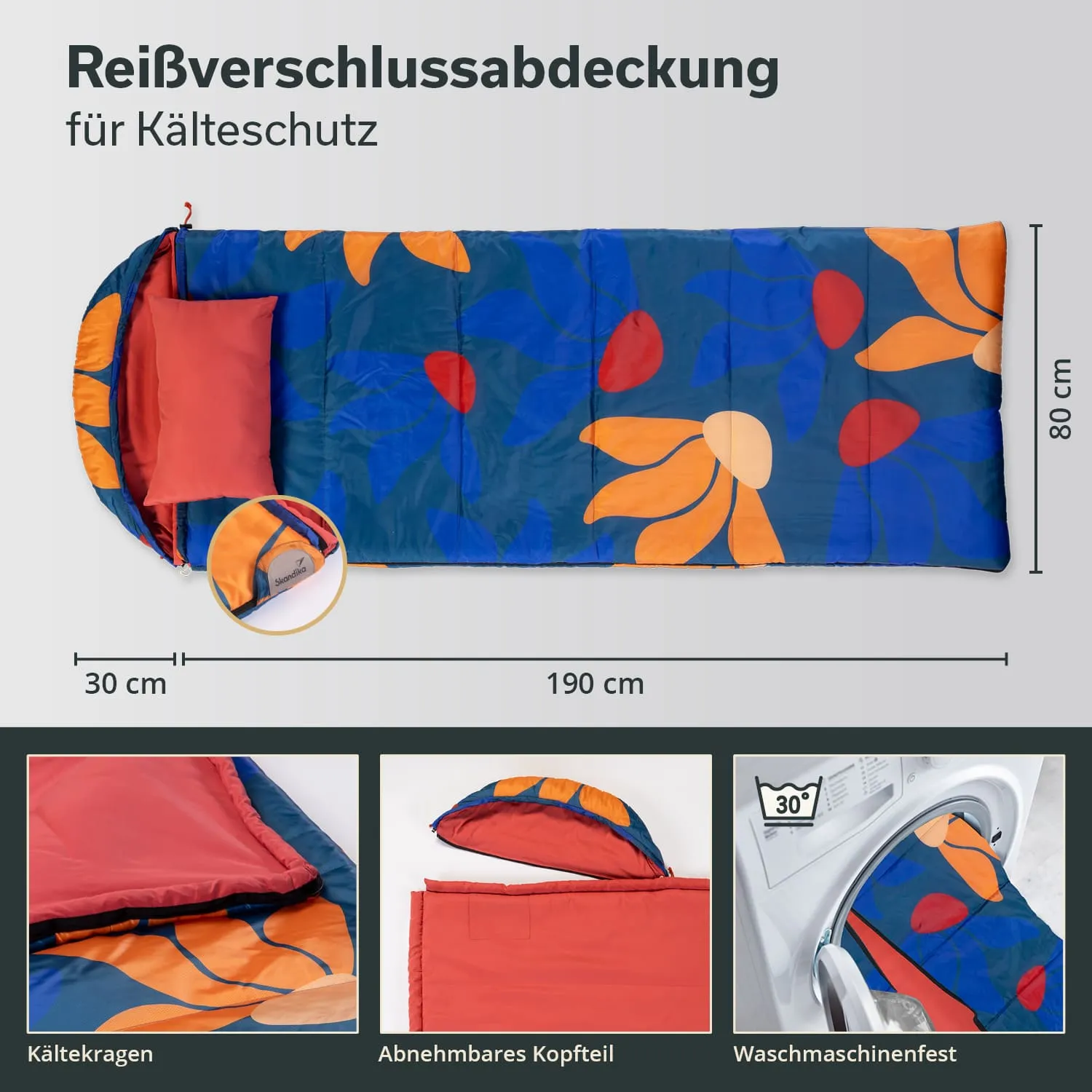 Decke mit floralem Muster, Kälteschutz, abnehmbarem Kopfteil, 190 cm lang und 80 cm breit, waschmaschinenfest.