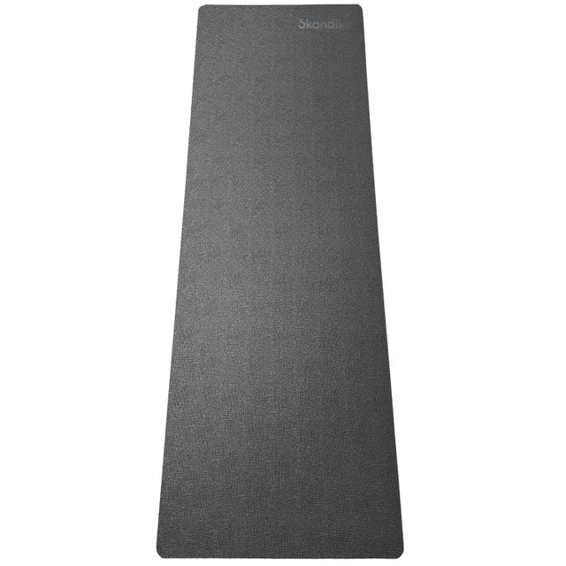 Dunkelgraue Yogamatte mit texturierter Oberfläche, länglich und ohne erkennbare Muster oder Logos.
